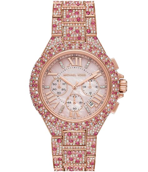 michael kors womens watch rose roman numerals|Michael Kors Women's Camille Chronograph Rose Gold.